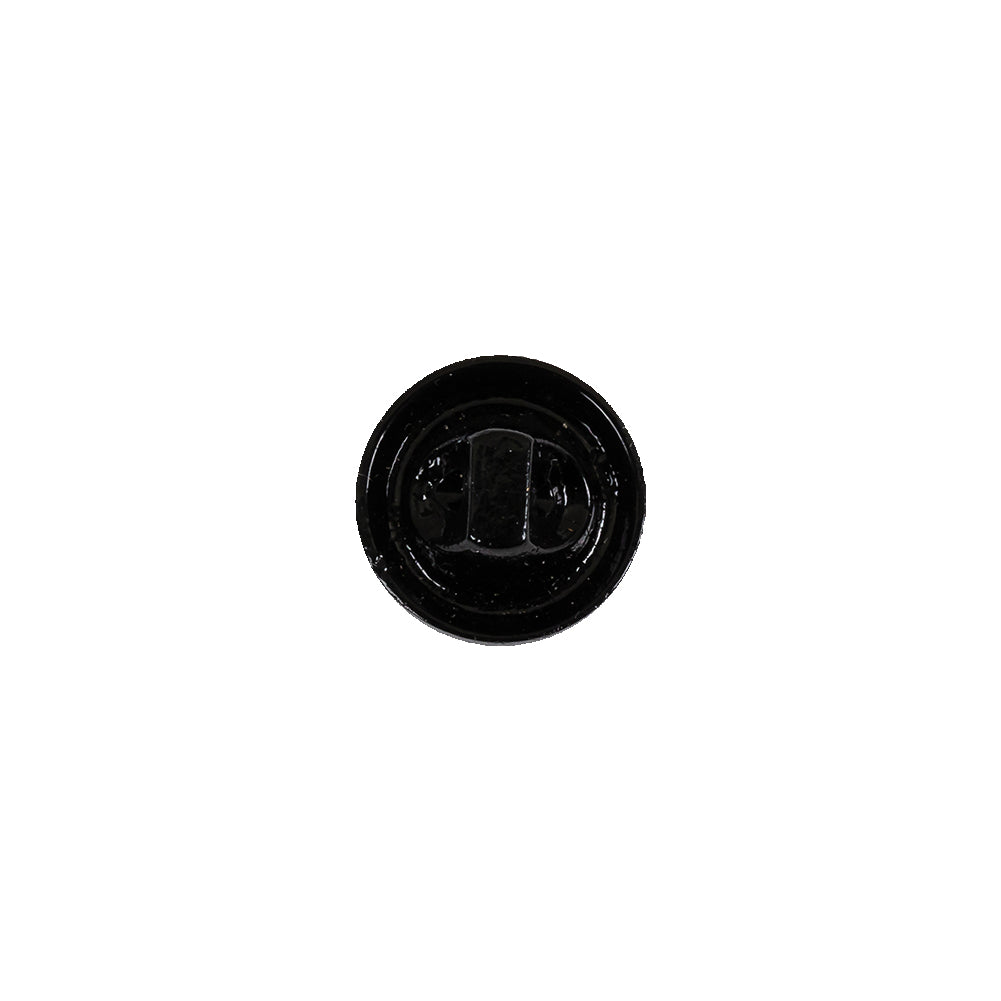 Vintage Antique Gold and Black Classical Shank Back Glass Button with Rhinestone Core - 17L/10.5mm Detail