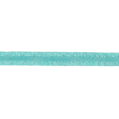Turquoise Twill Ribbon with Ruffled Grosgrain Borders - 0.375" Detail