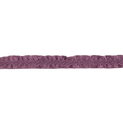 Purple Twill Ribbon with Ruffled Grosgrain Borders - 0.375" Detail