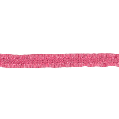 Pink Twill Ribbon with Ruffled Grosgrain Borders - 0.375" Detail
