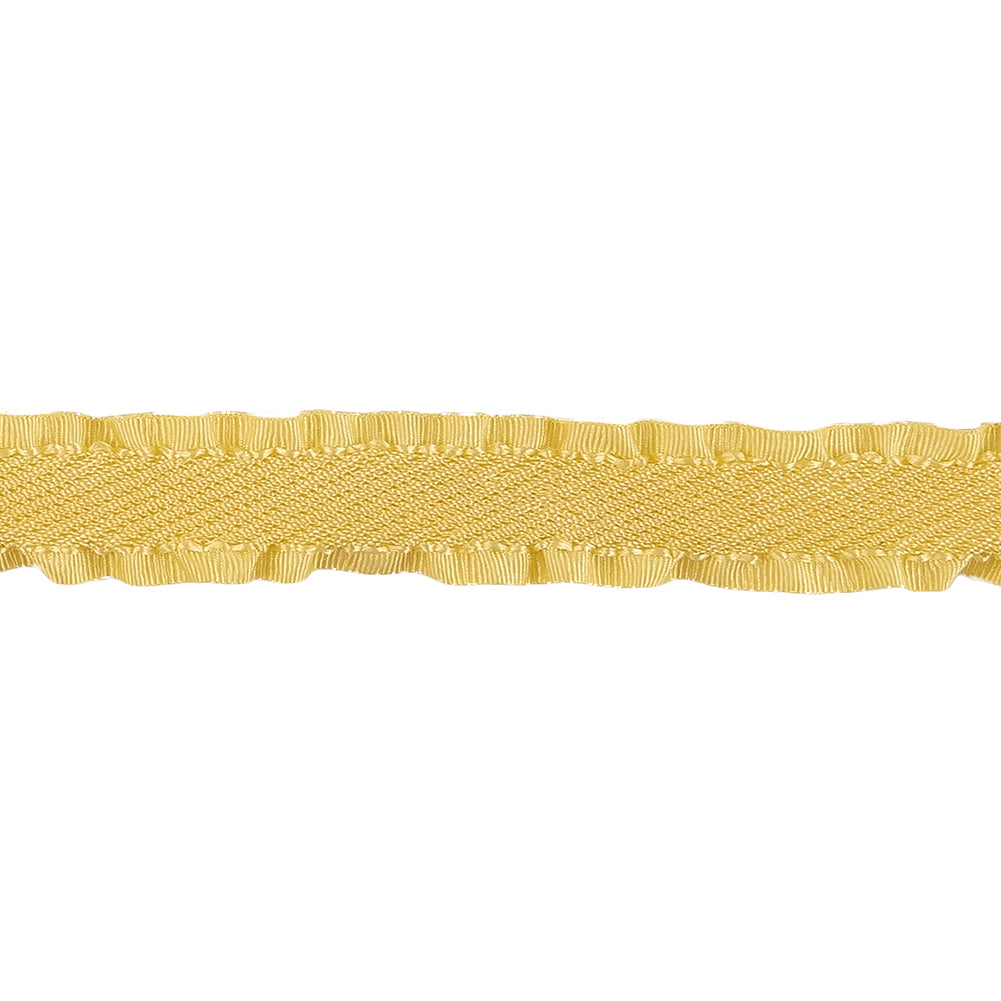 Lemon Twill Ribbon with Ruffled Grosgrain Borders - 0.625" Detail