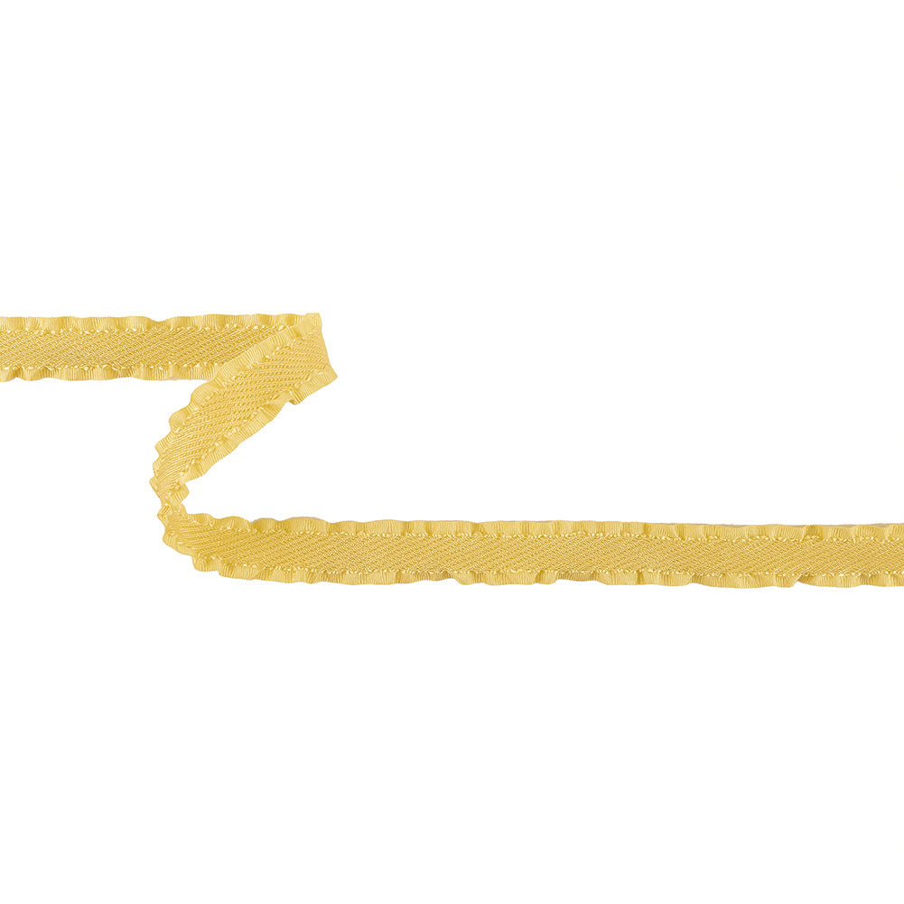 Lemon Twill Ribbon with Ruffled Grosgrain Borders - 0.625"