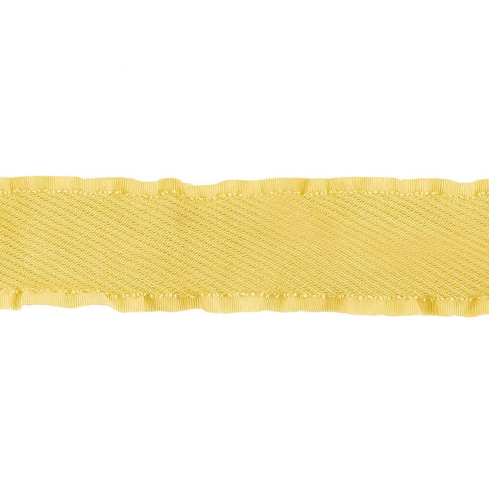 Lemon Twill Ribbon with Ruffled Grosgrain Borders - 1" Detail