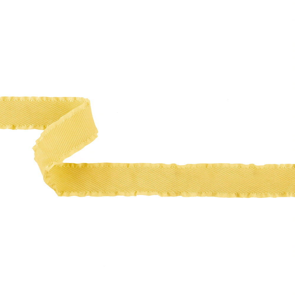 Lemon Twill Ribbon with Ruffled Grosgrain Borders - 1"