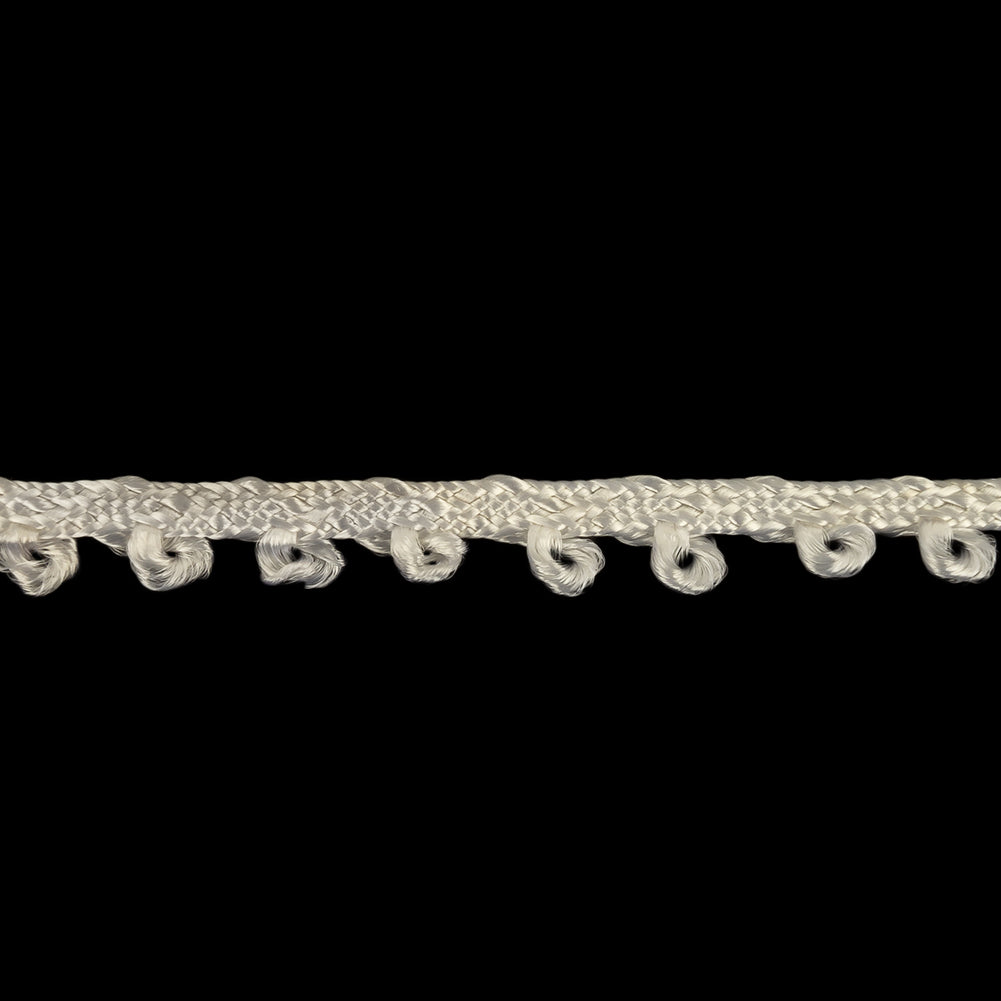 Optical White Picot Edged Cotton Blend Braided Trim - 0.1875" Detail