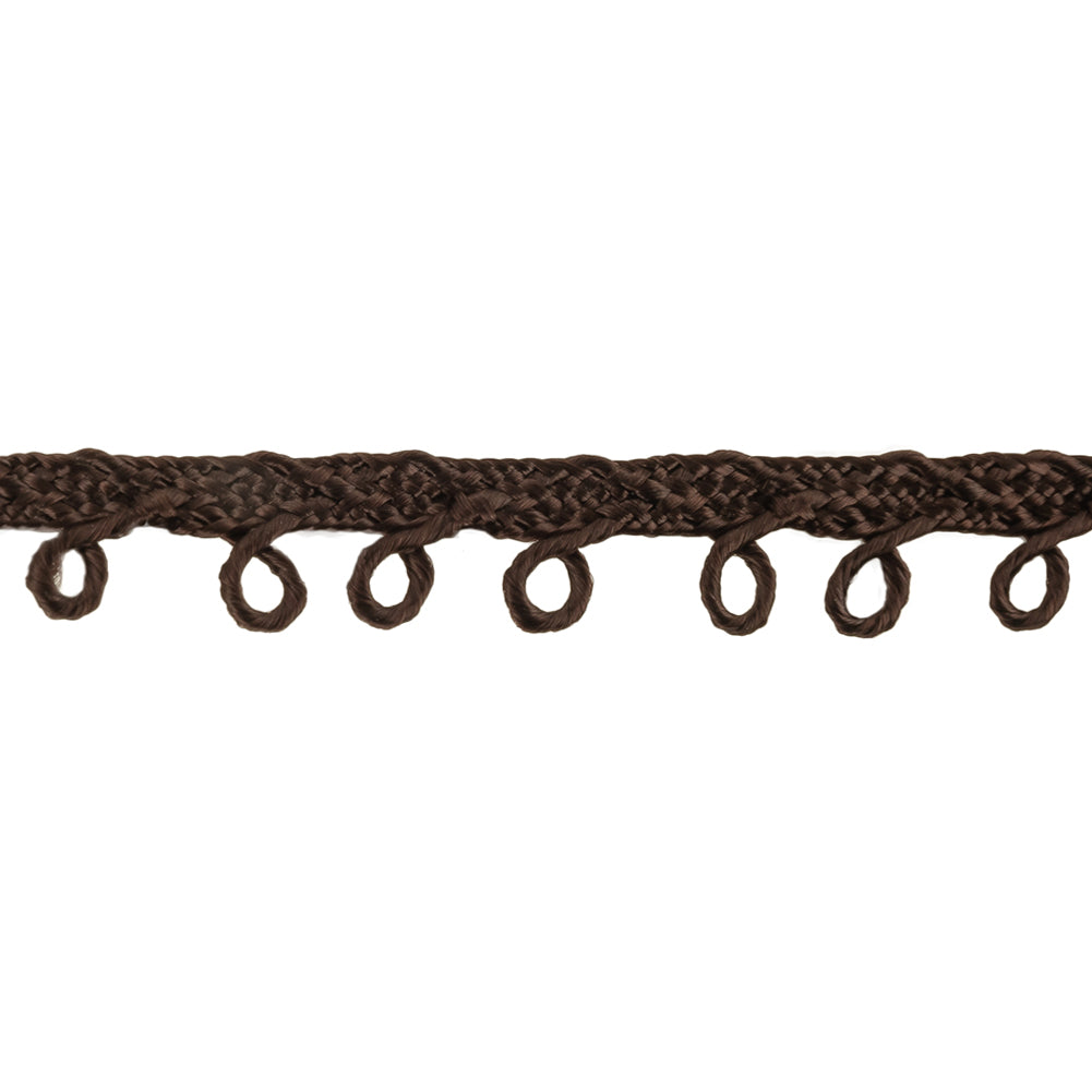 Brown Picot Edged Cotton Blend Braided Trim - 0.1875" Detail
