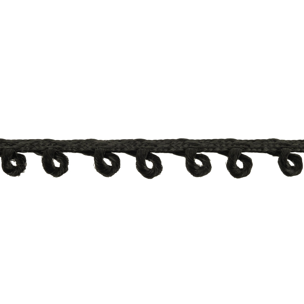 Permanent Black Picot Edged Cotton Blend Braided Trim - 0.1875" Detail