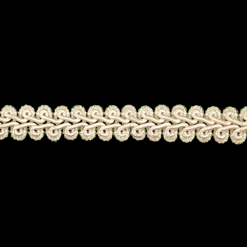 Almond Milk and Iridescent Gimp Braided Trim - 0.5" Detail