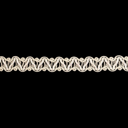 White Asparagus and Iridescent Zig Zags Gimp Braided Trim - 0.375" Detail