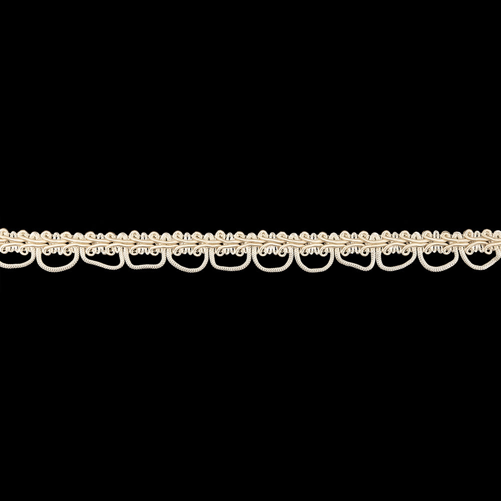 Sand Dollar and Pearled Ivory Gimp Braided Trim with Loops - 0.625"