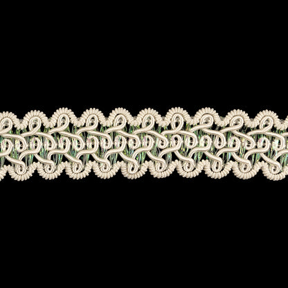 Ivory and Iridescent Gimp Braided Trim - 0.875" Detail