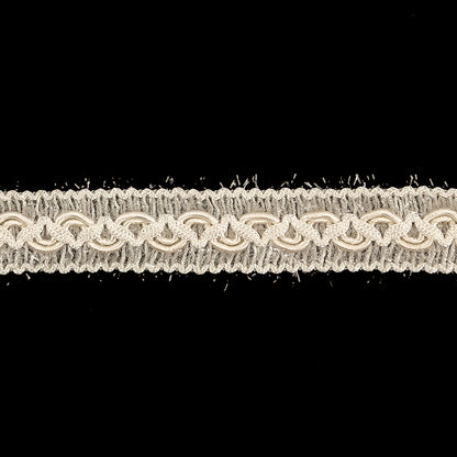 Papyrus and Clear Eyelash Fringe Braided Trim - 0.625" Detail