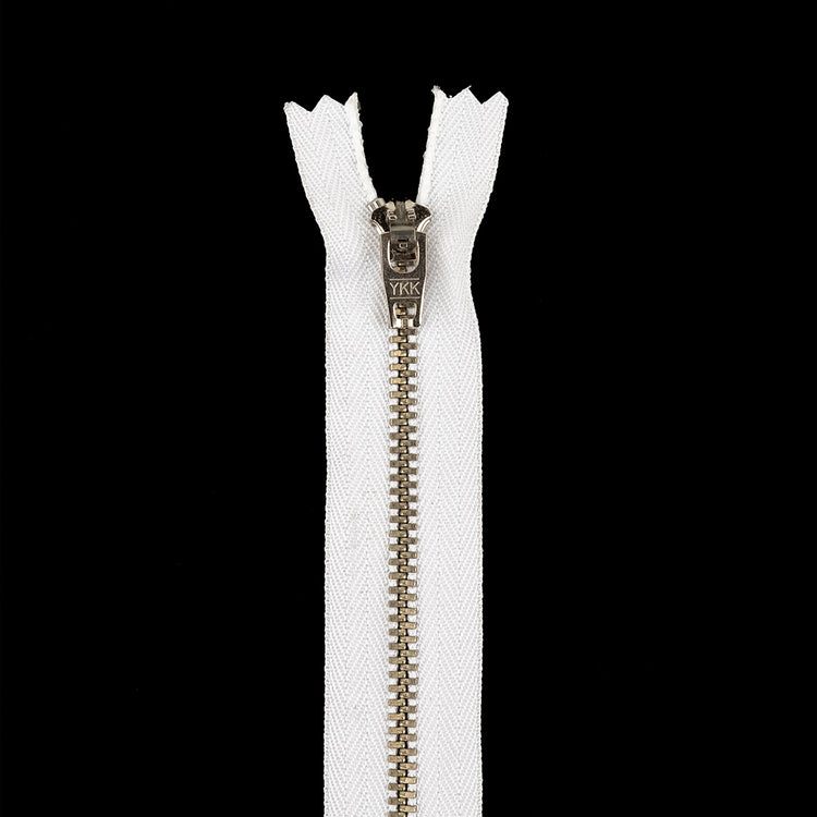 template--25130090922057__main-YKK White Metal Closed Bottom Zipper with Silver Teeth - 4.5"