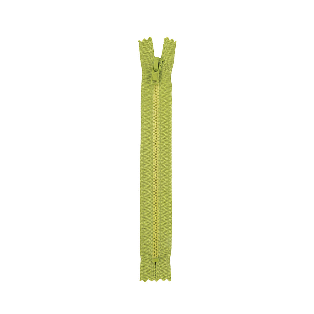 Lime Closed Bottom Molded Plastic Zipper - 6.5" Full