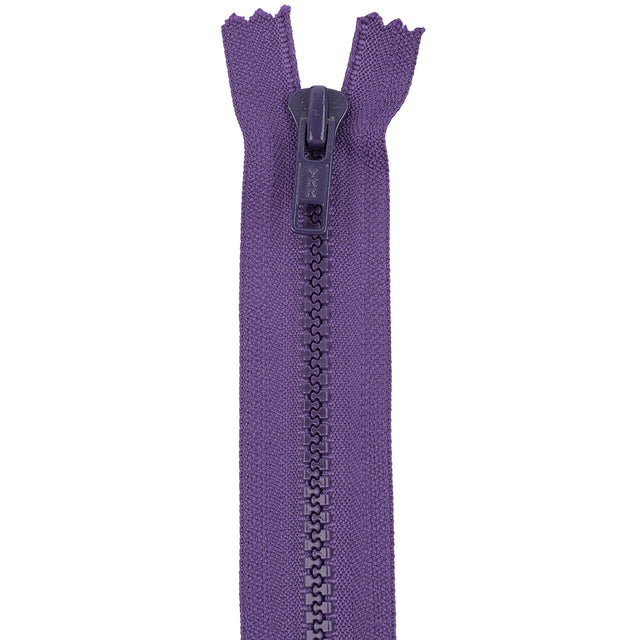 YKK Royal Purple Molded Plastic Closed Bottom Zipper with Metal Pull - 32"