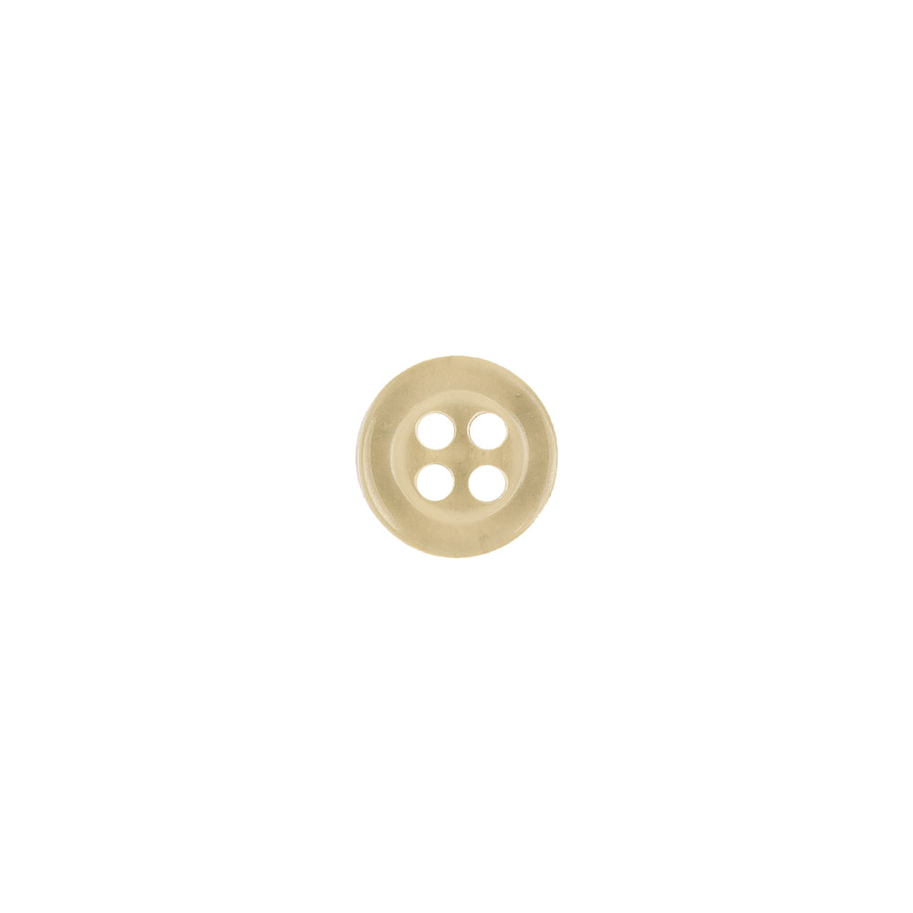 Translucent Beige Tire Rimmed 4-Hole Blouse Button - 13L/8mm