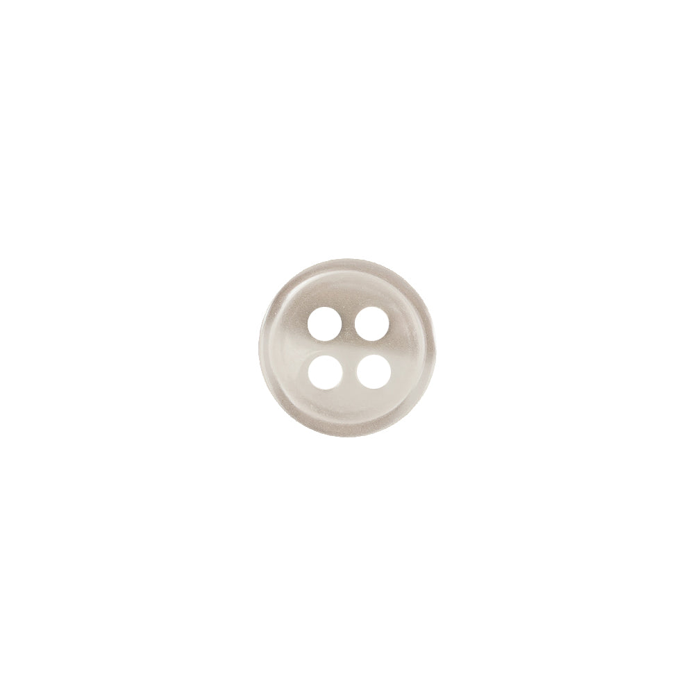 Semi Shiny Ghostly White Narrow Rimmed 4-Hole Button - 16L/10mm