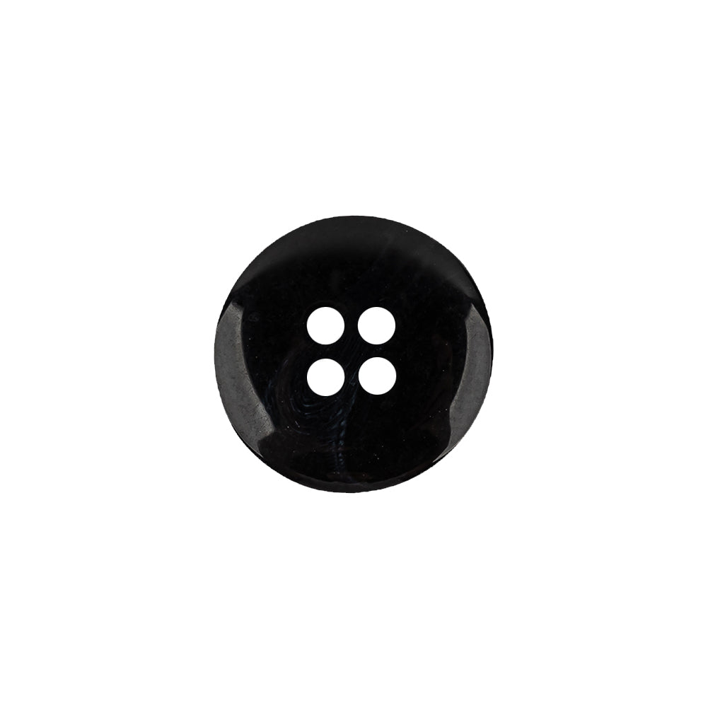 Go to Black Low Convex 4-Hole Plastic Suiting Button - 24L/15mm Detail