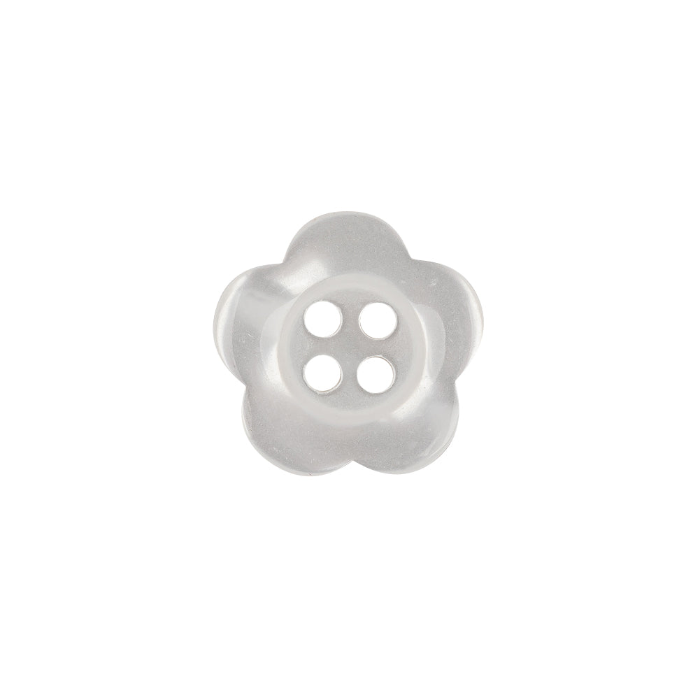 Shiny Lucent White Tinted 4-Hole Flower Shaped Button - 25L/16mm