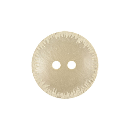Barely Yellow Tinted Abstract 2-Hole Button with Saw Toothed Etchings - 33L/21mm