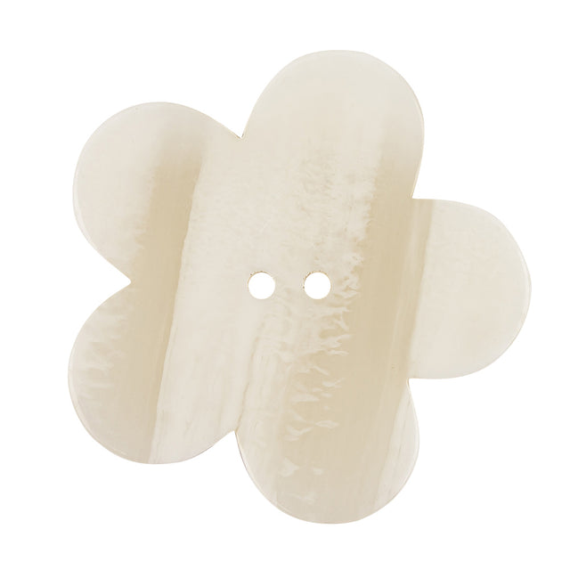 Cannoli Cream and Translucent Beige 2-Hole Flower Shaped Button - 58L/37mm