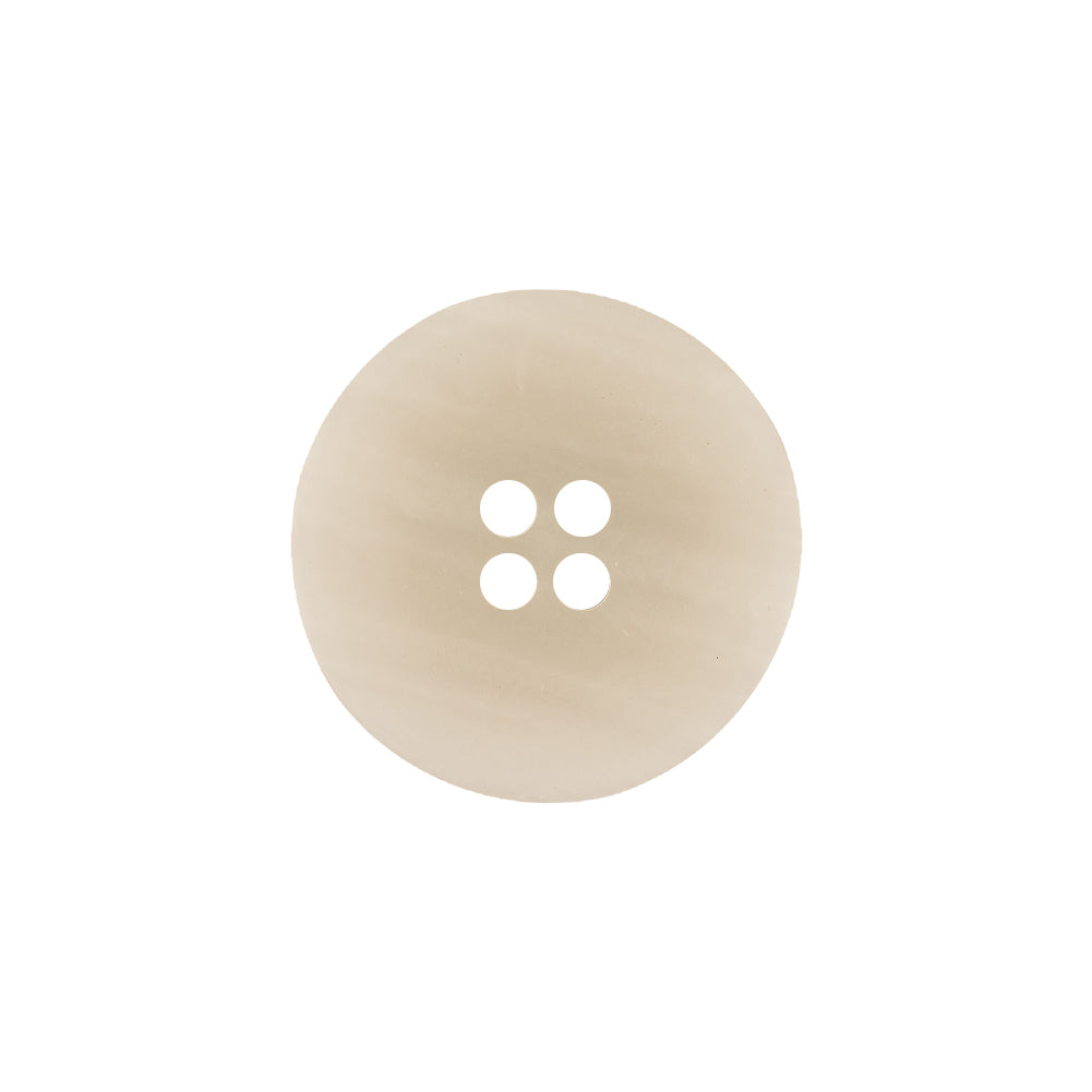 Italian Bone White, Brown and White Striated 4-Hole Plastic Button - 32L/20mm Detail