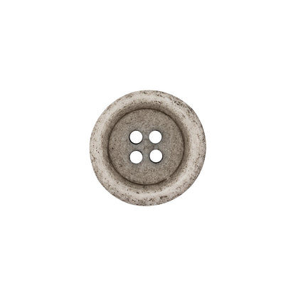 Italian Matte White and Gray Speckled 4-Hole Jacket Button - 24L/15mm