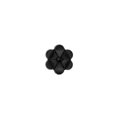 Italian Black Flower Shank Back Nylon Button - 17L/10.5mm
