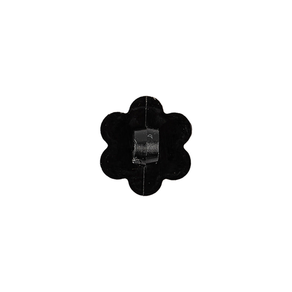 Italian Black Flower Shank Back Nylon Button - 20L/12.5mm Detail