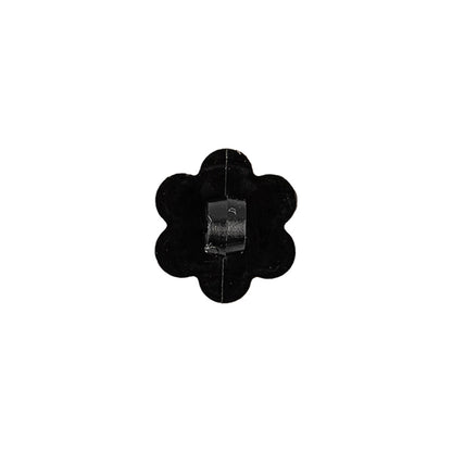 Italian Black Flower Shank Back Nylon Button - 20L/12.5mm Detail