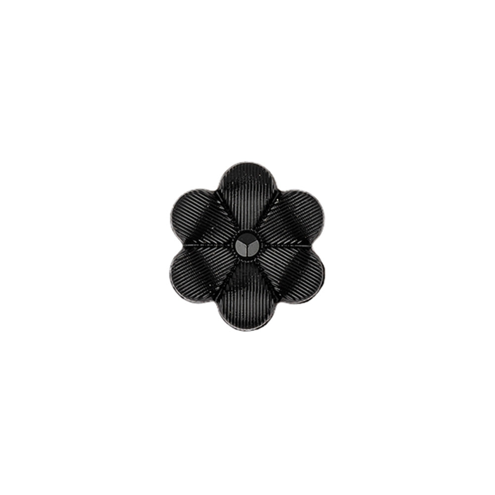 Italian Black Flower Shank Back Nylon Button - 20L/12.5mm