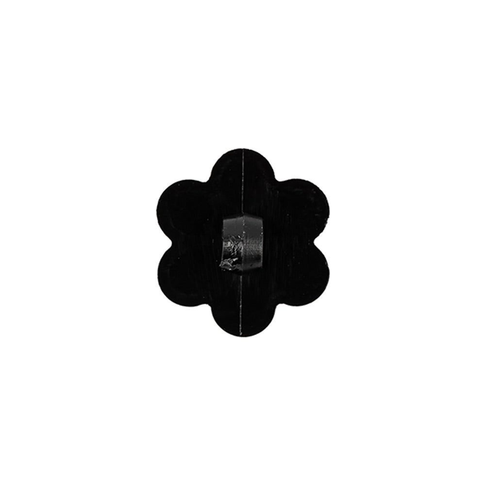Italian Black Flower Shank Back Nylon Button - 24L/15mm Detail