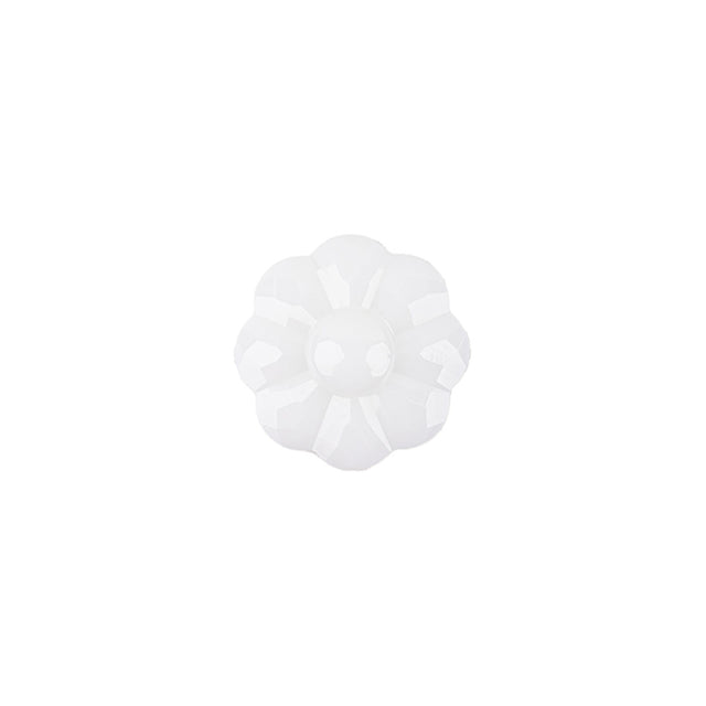 Italian White Faceted Shank Back Flower Button - 20L/12.5mm