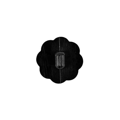 Italian Black Faceted Shank Back Flower Button - 24L/15mm Detail