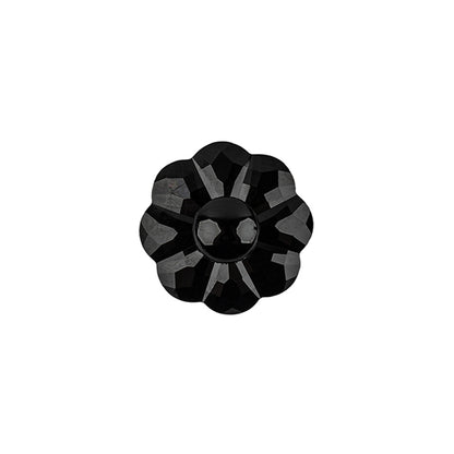 Italian Black Faceted Shank Back Flower Button - 24L/15mm