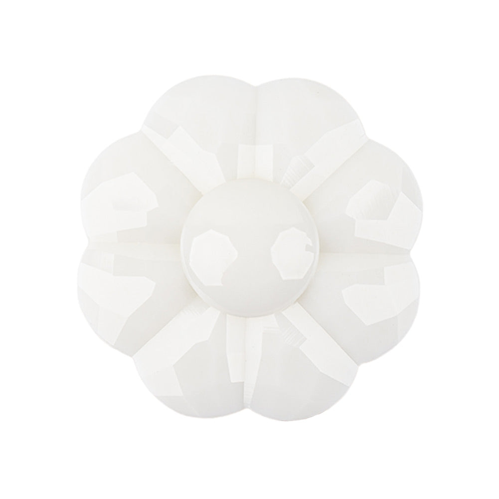 Italian White Faceted Shank Back Flower Button - 44L/28mm