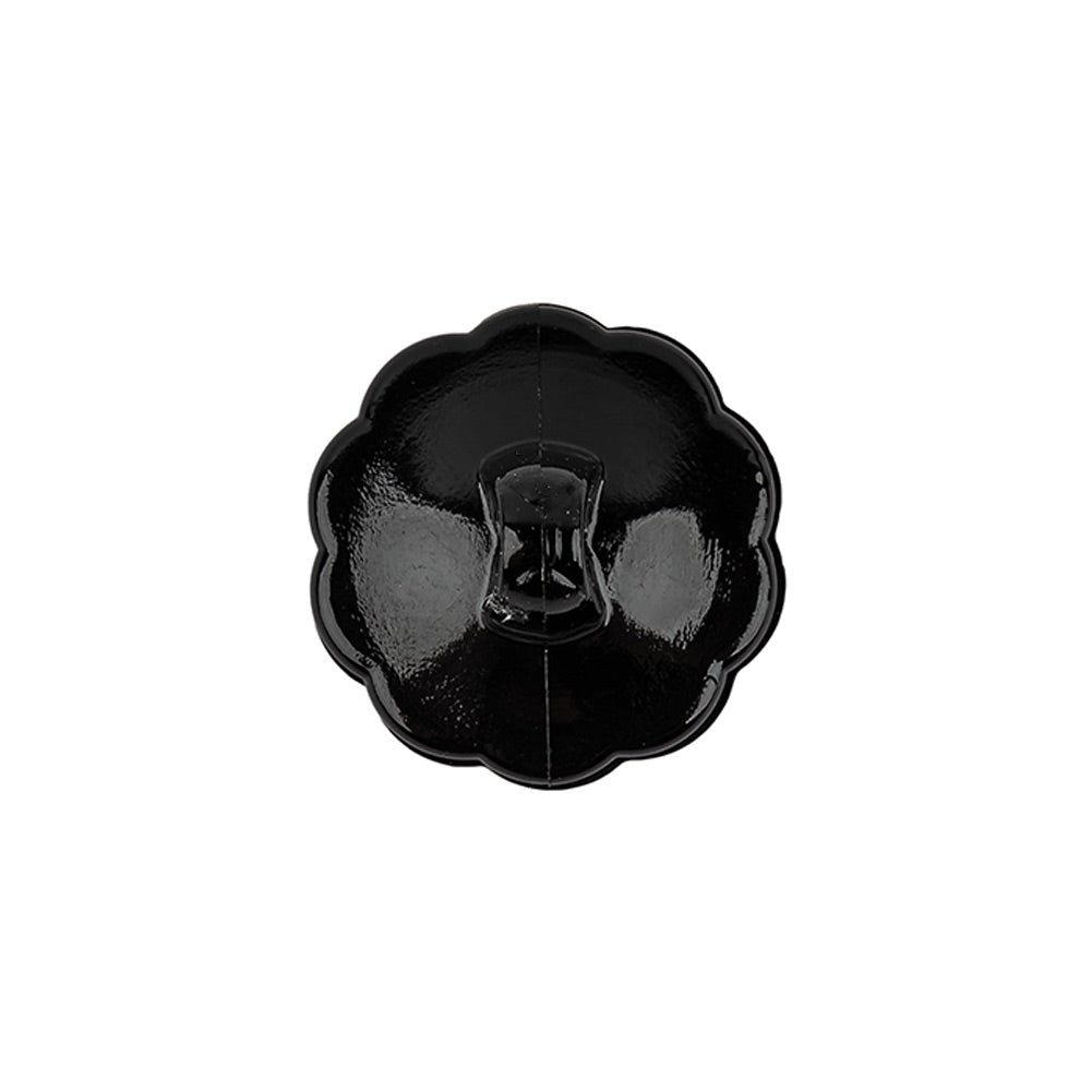 Italian Black Decorative Circles Floral Shank Back Button - 30L/19mm Detail