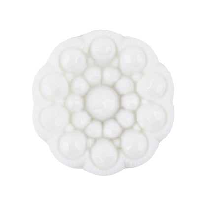 Italian White Decorative Circles Floral Shank Back Button - 44L/28mm