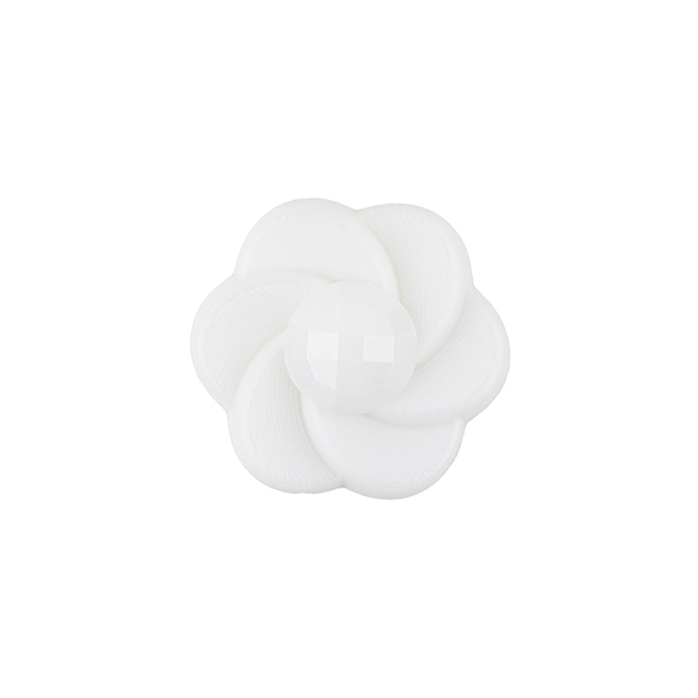Italian White Floral and Geometric Shank Back Nylon Button - 32L/20mm