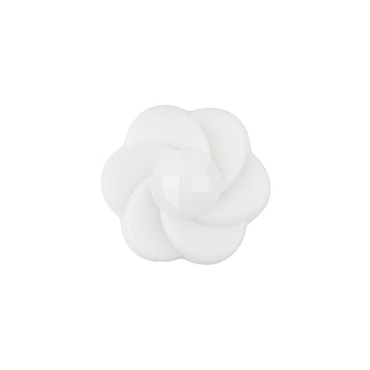 Italian White Floral and Geometric Shank Back Nylon Button - 32L/20mm