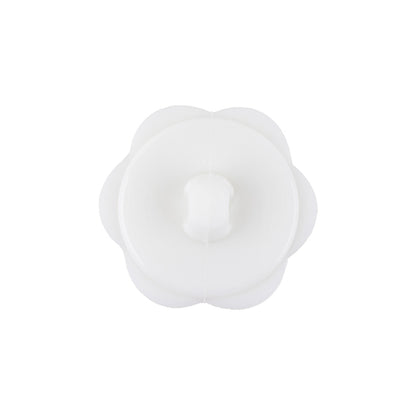 Italian White Floral and Geometric Shank Back Nylon Button - 36L/23mm Detail