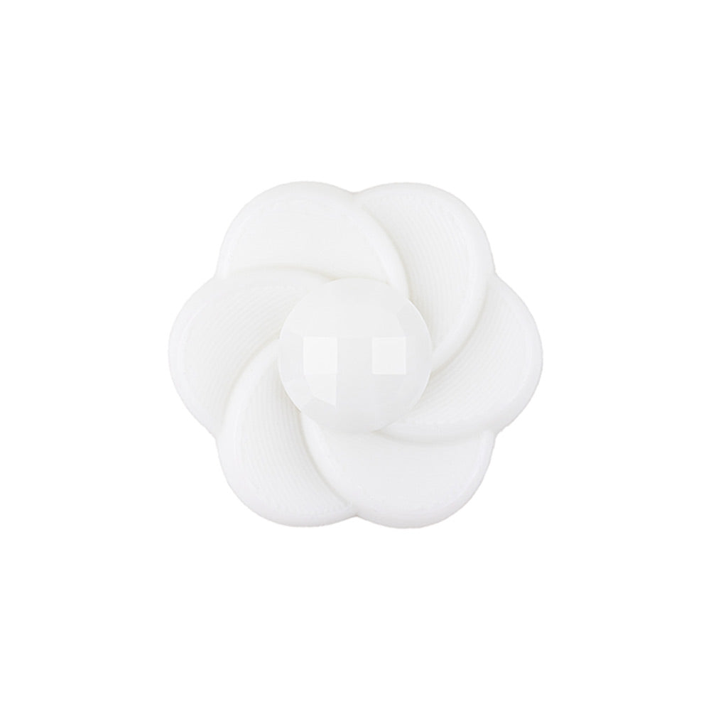 Italian White Floral and Geometric Shank Back Nylon Button - 36L/23mm