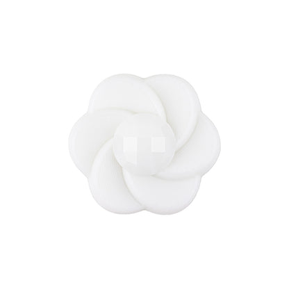 Italian White Floral and Geometric Shank Back Nylon Button - 36L/23mm