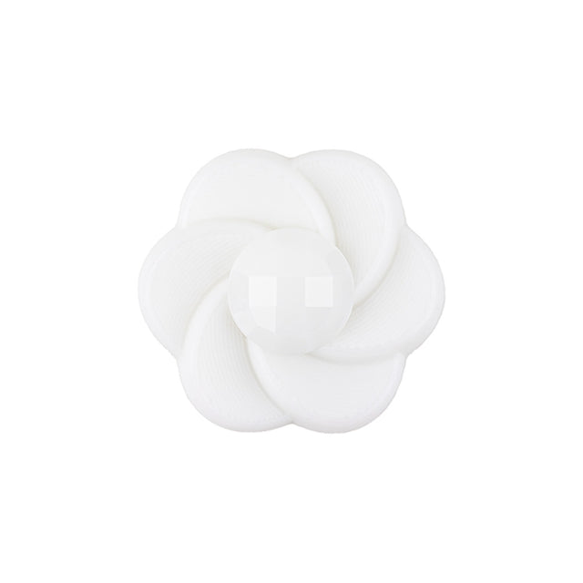 Italian White Floral and Geometric Shank Back Nylon Button - 36L/23mm