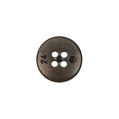 Italian Bronze Shallow Plate 4-Hole Metal Look Coat Button - 24L/15mm Detail