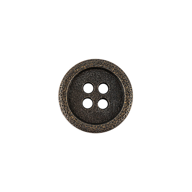 Italian Bronze Shallow Plate 4-Hole Metal Look Coat Button - 24L/15mm