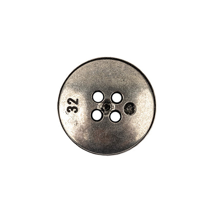 Italian Carbon Silver Shallow Plate 4-Hole Metal Look Coat Button - 32L/20mm Detail