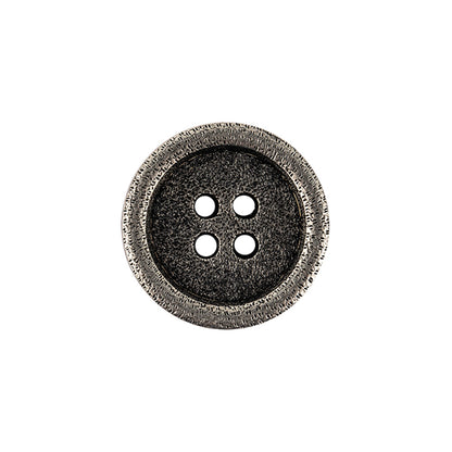 Italian Carbon Silver Shallow Plate 4-Hole Metal Look Coat Button - 32L/20mm