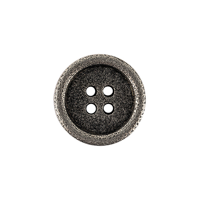 Italian Carbon Silver Shallow Plate 4-Hole Metal Look Coat Button - 32L/20mm
