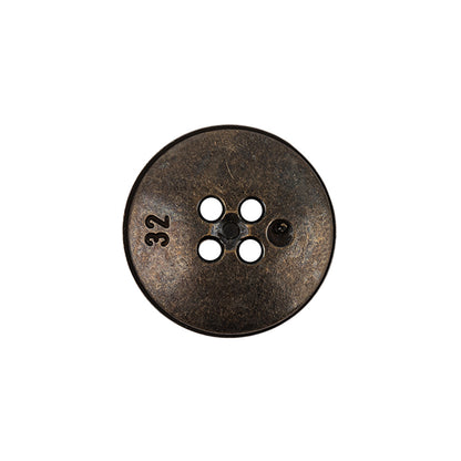 Italian Bronze Shallow Plate 4-Hole Metal Look Coat Button - 32L/20mm Detail